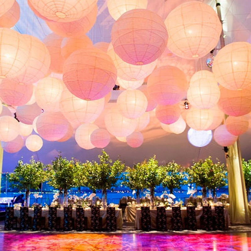 10pcs 6 inch Round Chinese Paper Lantern DIY Lamp Party Decor (Pink)