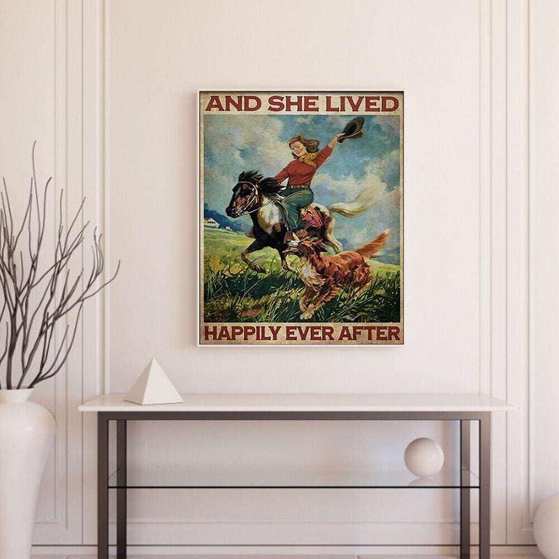 #A Retro Riding Girl Poster Oil Paint By Numbers DIY Frameless Drawing Picture