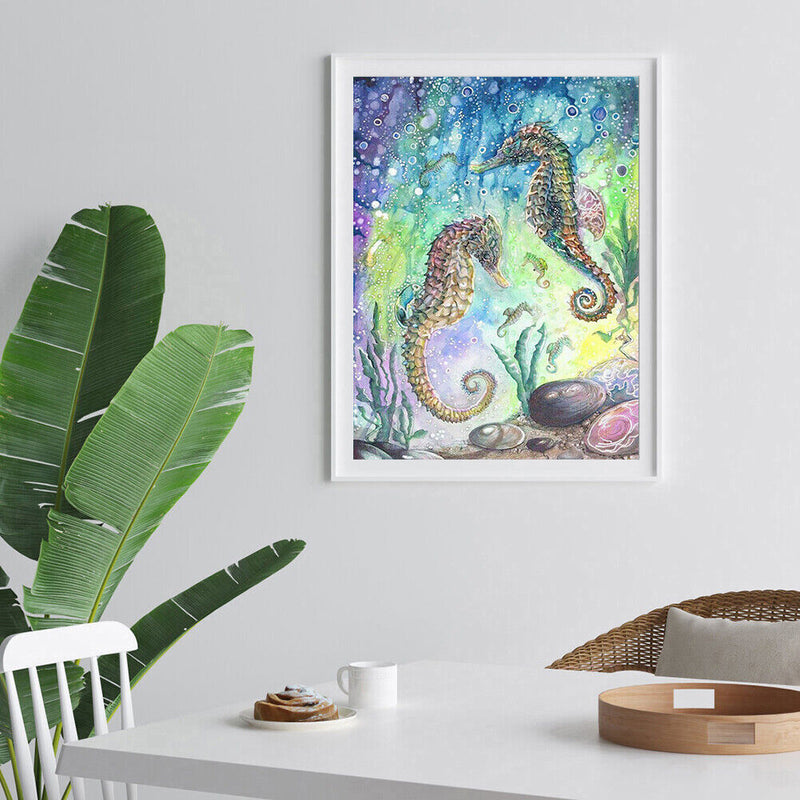5D DIY Full Drill Diamond Painting Sea Horse Embroidery Craft Needlework Set