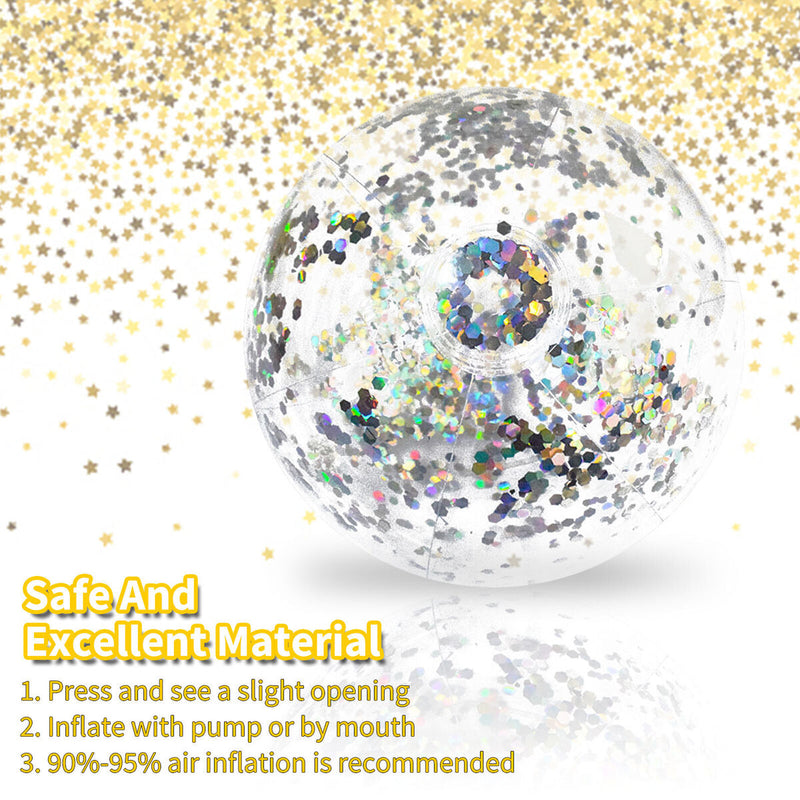 #A Inflatable Glitter Beach Ball Transparent Confetti Sequin Beach Balls for K