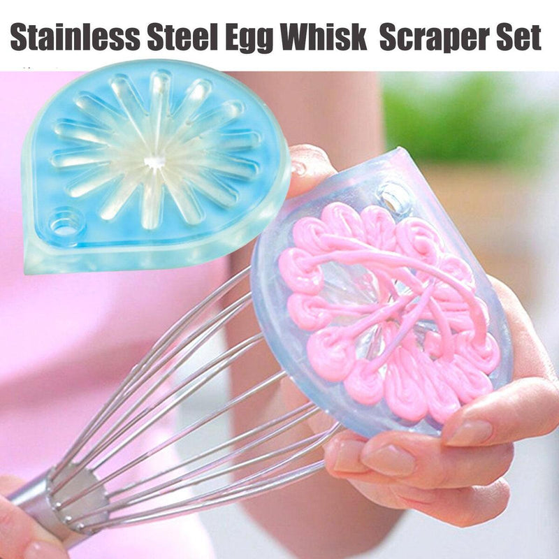Stainless Steel Kitchen Whisk Blender With Egg Separator Silicone Scraper#