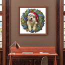 40x40cm Xmas Dog Frameless Picture Oil Paint By Numbers Hand Painted Home Decor