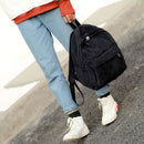 Preppy Style Corduroy Solid Color Knapsack Women Travel Large Capacity Handbags