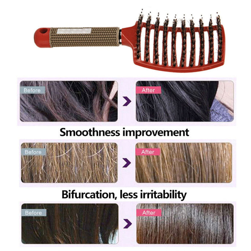 Multifunction Curved Shape Comb Hairdressing Massage Comb Brush (Red) Newly