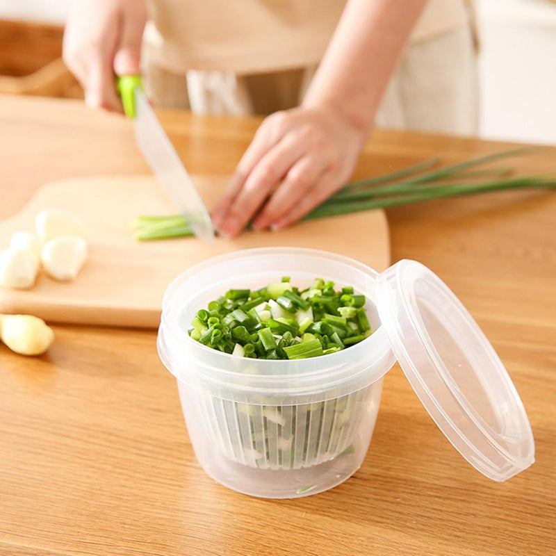 Ginger Garlic Sealed Box Round Food Drain Storage Screw Cover Kitchen Organizer