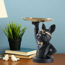 Nordic Luxury Bulldog Storage Statue Fruit Candy Tray Sculpture (Black) Newly