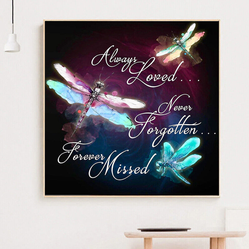 Dragonfly Full Round Drill Mosaic DIY Wall Art Picture of Rhinestone Decoration
