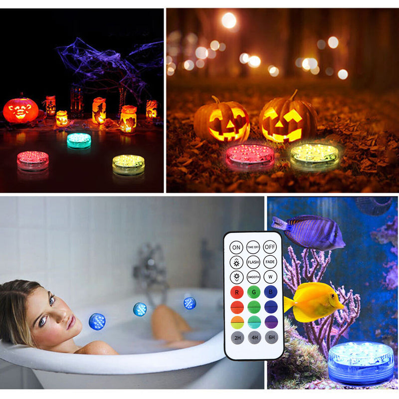 Pool Lights - Battery Operated Submersible LED Lights with Remote RF 16 Colors