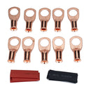 10x Heavy Duty Copper Battery Cable Ends Lugs 8AWG 3/8 with Heat Shrink Tubes