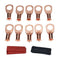 10x Heavy Duty Copper Battery Cable Ends Lugs 8AWG 3/8 with Heat Shrink Tubes