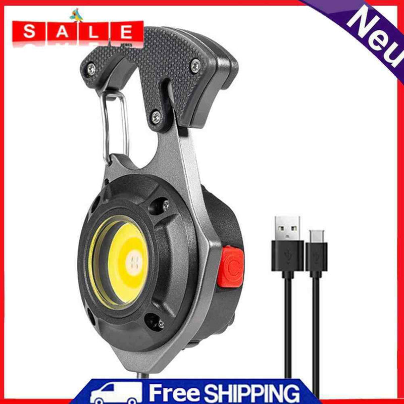 Multifunction COB LED Flashlight Camping Mini Screwdriver Keychain Lamp (Black)