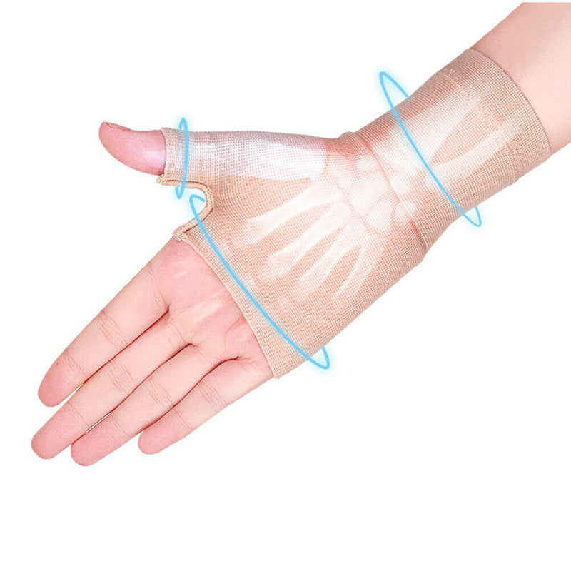 Golf Compression Wrist Gloves Thumb Carpal Wrist Support Brace (Champagne) Newly