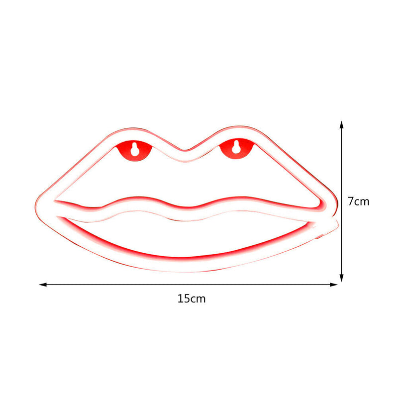 Lips Shaped Neon Lights Battery USB Dual Purpose Modeling Nightlight (Red) Newly