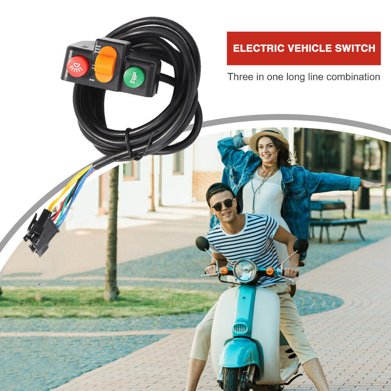 3 in 1 Scooter Handleable Controller Switch E-Bike Light Horn Turn Signal Button