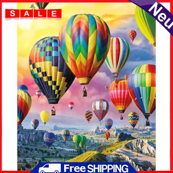 Frameless Oil Paint By Numbers DIY Hot-air Balloon Picture Craft Kit for Home