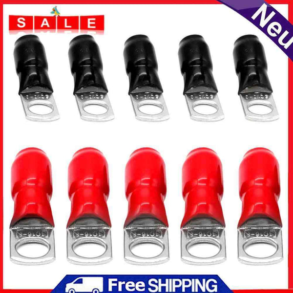 Ahomi 10x Car Audio Power Plug with 4 AWG Gauge M8 Male, Red & Black