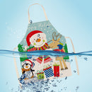 Merry Christmas Linen Apron Durable Washable Neck Apron Kitchen Accessories