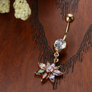 Personalized Flower Delicate Zircon Navel Umbilical Belly Ring (Colorful)