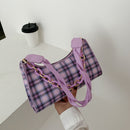 Fashion Plaid PU Leather Women Handbag Tote Simple Chain Underarm Shoulder Bag