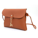 Deer Pendant Pure Color Shoulder Crossbody Handbags Women Leather Messenger Bags