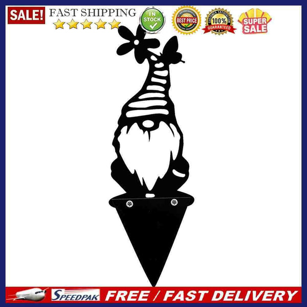 Metal Trunk Gnome Ornament Backyard Lawn Stakes Yard Art Outdoor Garden Decor
