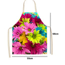 Flowers Printed Kitchen Aprons Waterproof Linen Oil-proof Apron (68x55cm)