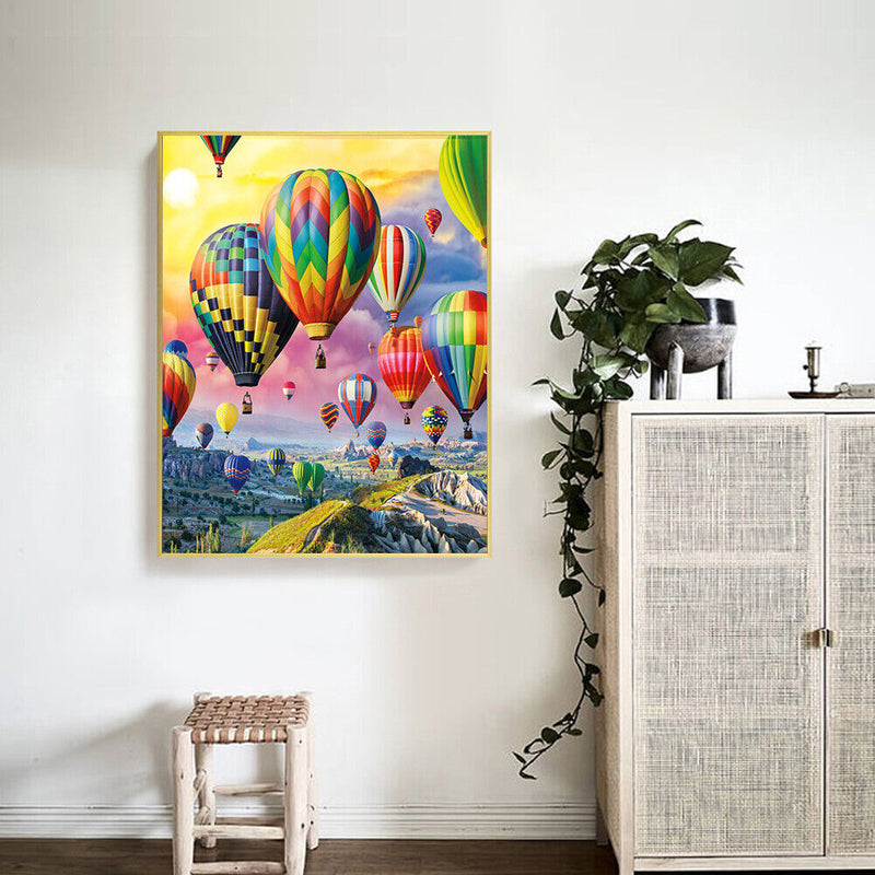 Frameless Oil Paint By Numbers Hot-air Balloon DIY Canvas Picture Craft Kit