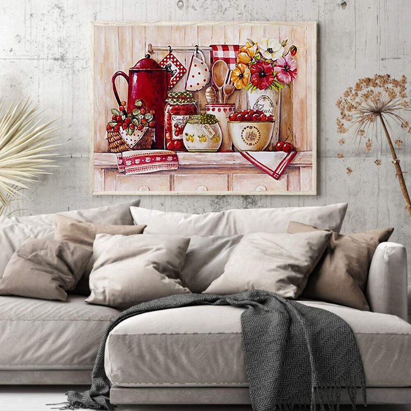 Kitchen Cups Paint By Numbers Kit DIY Frameless Acrylic Picture On Canvas