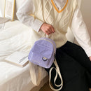 Women Solid Color Corduroy Shoulder Bag Autumn Winter Small Zipper Handbags