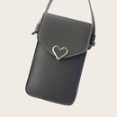 Leather Shoulder Messenger Bag Women Touch Screen Phone Pouch (Dark Grey)