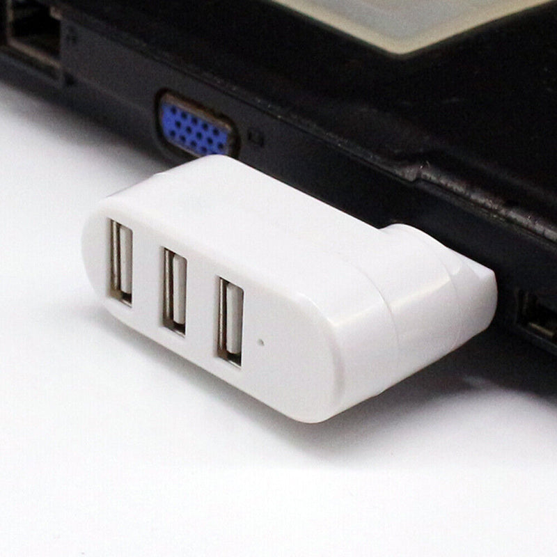 USB3.0 Hub Adapter Rotate High Speed U Disk Reader Splitter 3-Port (White)