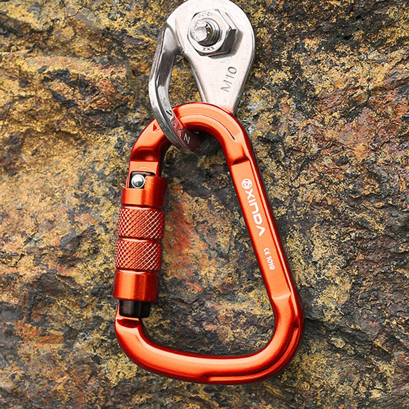 25KN Safety Auto Master Lock Carabiner Outdoor Climbing Buckle (Orange) Newly
