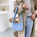Women Fashion Autumn Winter Plush Underarm Bag Cherry Printing Shoulder Bags