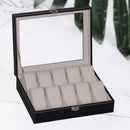 10 Grids Leather Watch Storage Box Jewelry Bracelet Display Organizer Rings Case