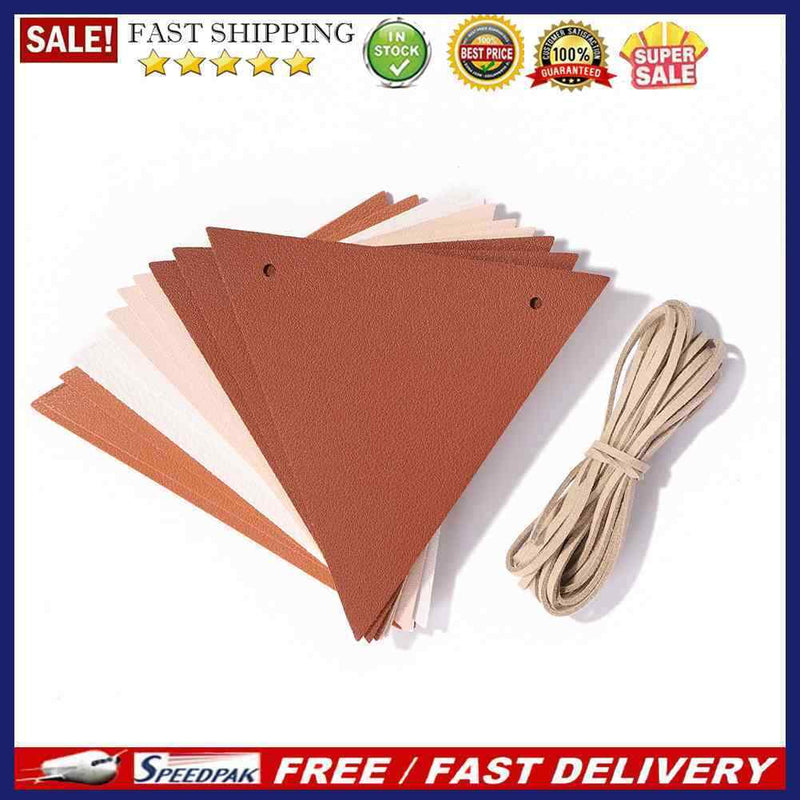 Outdoor Triangle Hanging Flag Leather Banners 12 Flags Bunting Camping Equipm