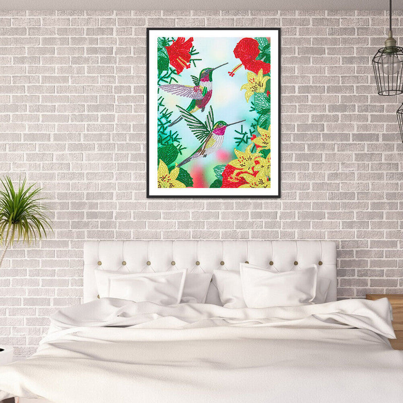 5D Bird Flower Mosaic Diamond Painting Drawing Partial Special Shape Drill Craft