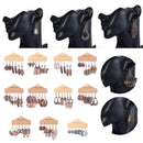 Jewelry Ethnic Geometric Drop Dangle Circle Leaf Tassel Fringe Earrings Set