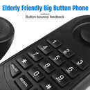 Corded Phone Wall Mountable Landline Telephone Big Button for Home (Black)