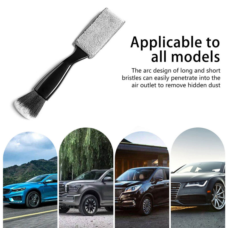 Lightweight Car Cleaning Brush Tool - Double Head Design with Coral Fleece Cover