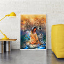 Diamond painting DIY round diamond woman and wolf B1675
