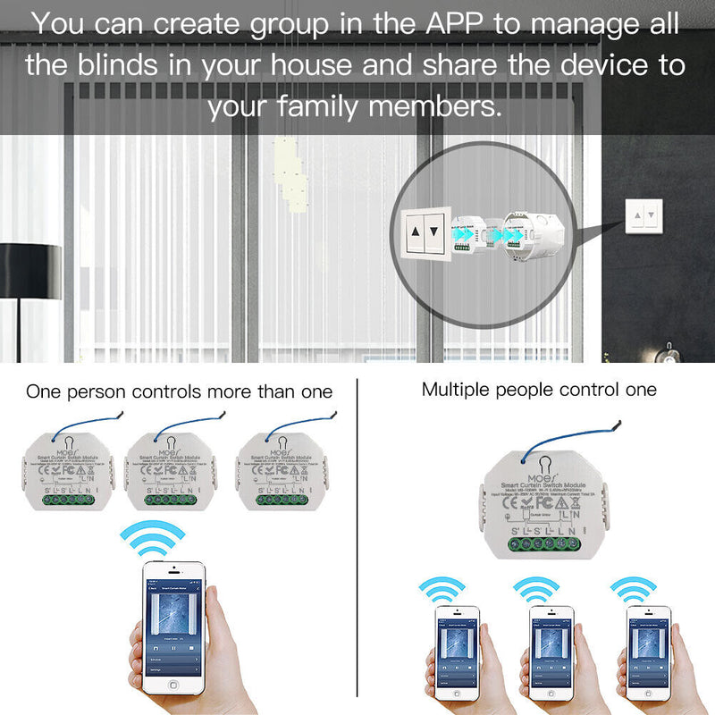 90-250V Smart Voice Control Roller Shutter Blinds Motor WiFi Curtain Switch