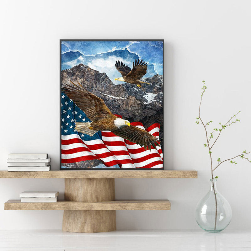5D DIY Diamond Painting USA Flag Eagle Full Round Drill Crafts Mosaic Rhinestone