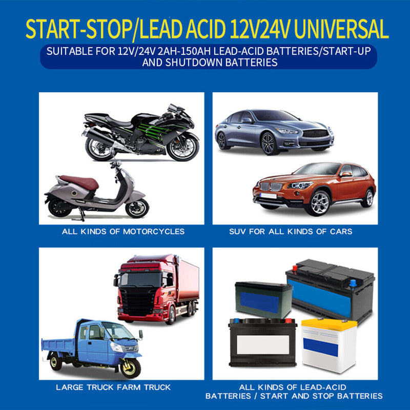 ANHTCzyx 12V/24V 8A Touch Screen Pulse Repair Car Battery Charger Red (UK) Newly