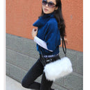 White Women Pretty Cute Faux Rabbit Fur Handbag Shoulder Messenger Bag Tote