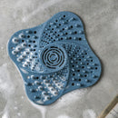 Fan-shape Silicone Floor Drain Sink Strainer Waste Plug Hair Filter (Blue) Newly