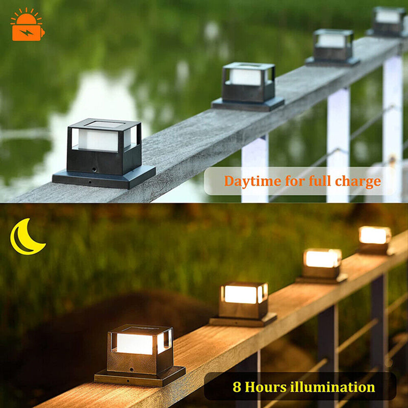 Solar Powered Post Light IP54 Waterproof Outdoor Column Patio Fence Gate Lamp