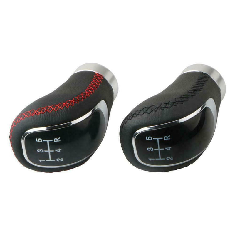 5/6 Speed 3 Cap Black PU Leather Manual Car Gear Shift Shifter Lever Knobs Q9C6