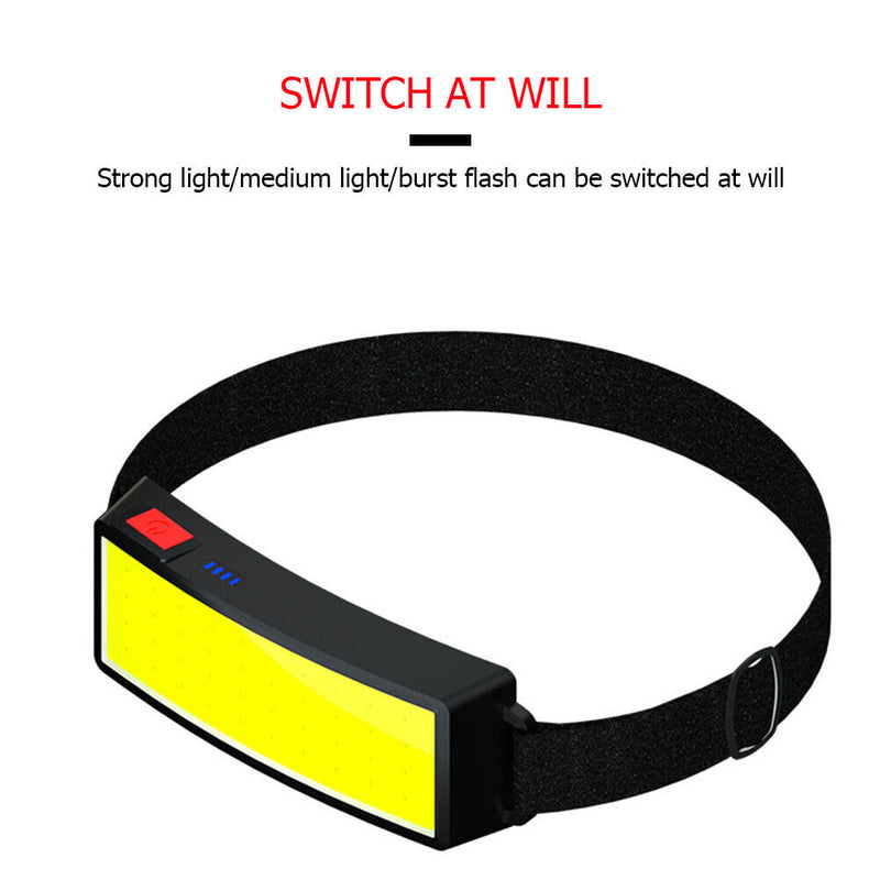 Portable COB LED Headlight Flashlight USB Rechargeable Outdoor Headlamp