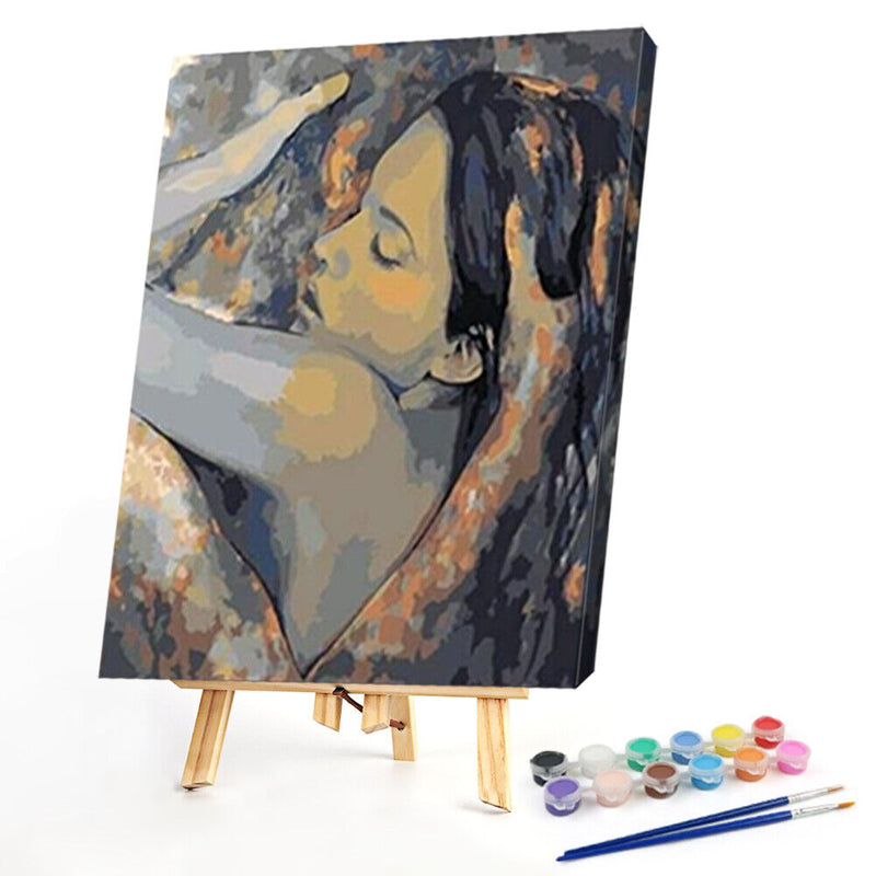 Frameless Oil Paint By Numbers Hugging Couple DIY Canvas Picture Craft Kit