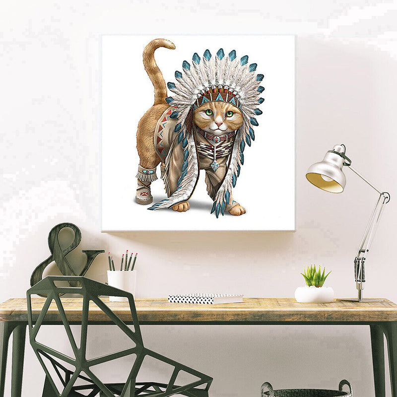 5D DIY Full Round Drill Diamond Rhinestone Cat Home Classroom Decor Art Craft